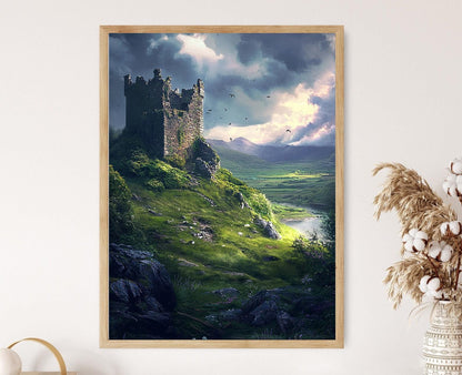 Affiche Château Irlandais Ancien – Poster Art de l'Histoire d'Irlande