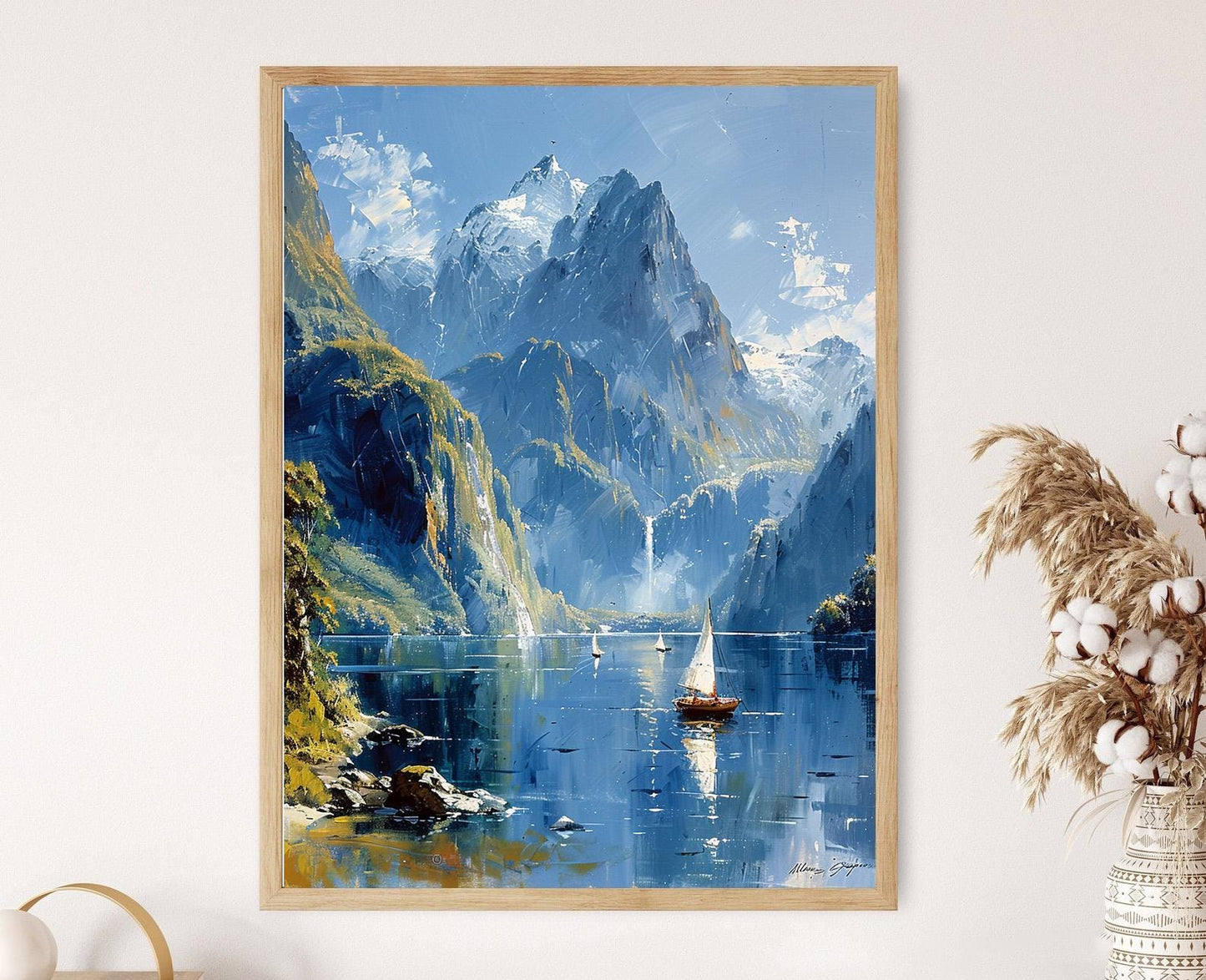 Affiche Milford Sound – Peinture des fjords majestueux et chutes d'eau