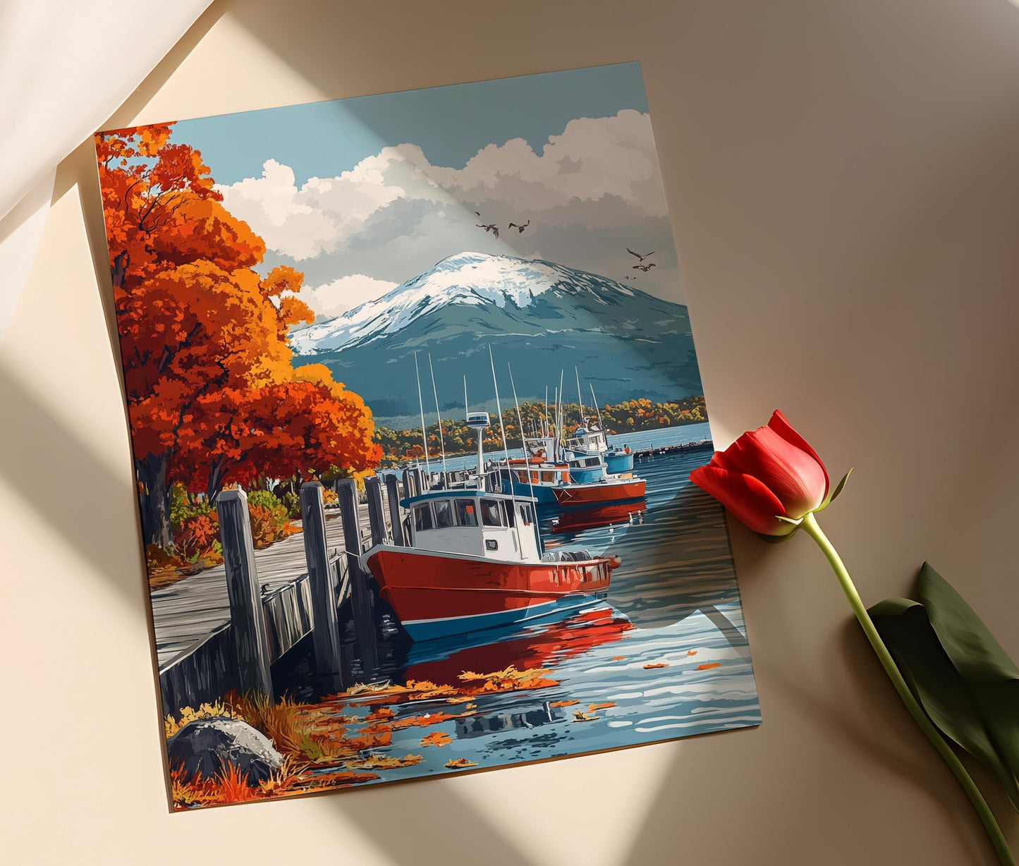 Affiche Hobart – Poster Vue de Mont Wellington et Port Illustré