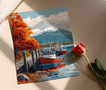 Affiche Hobart – Poster Vue de Mont Wellington et Port Illustré