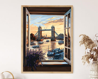 Affiche Londres – Illustration de la Tamise au coucher du soleil