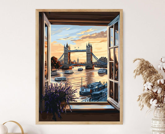 Affiche Londres – Illustration de la Tamise au coucher du soleil