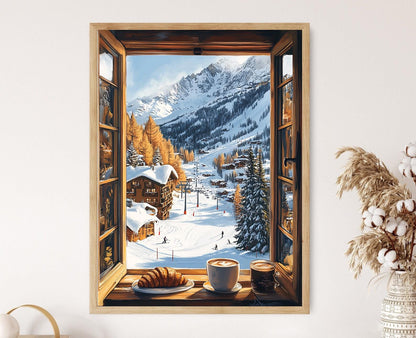 Affiche Tignes – Poster Vue de Chalet dans les Alpes Françaises