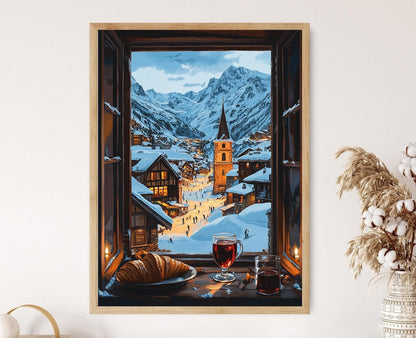 Affiche Val d’Isère – Poster Vue hivernale des Alpes françaises