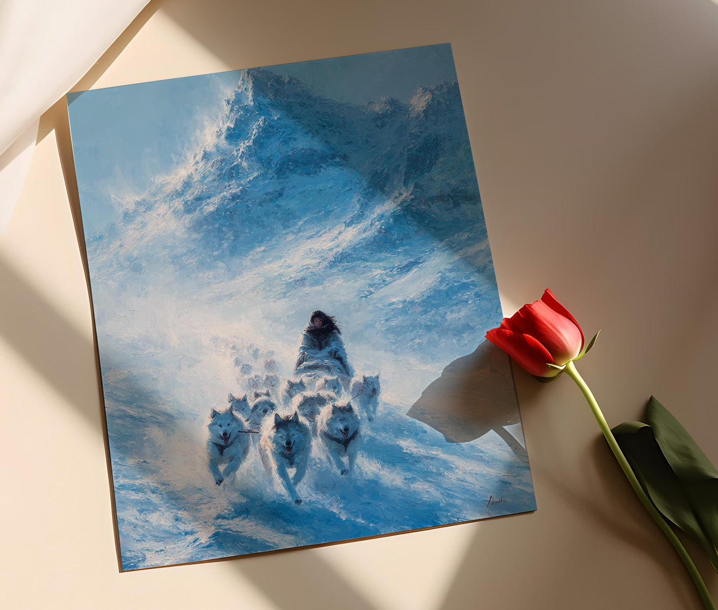 Affiche Femme Inuit en Traîneau – Art Inuit de Force Native