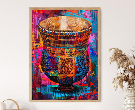 Affiche Kanjira Vibrante – Poster Art Éléments Traditionnels Indiens