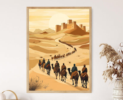 Affiche Han Dynasty – Impression artistique des marchands de la Route de la Soie