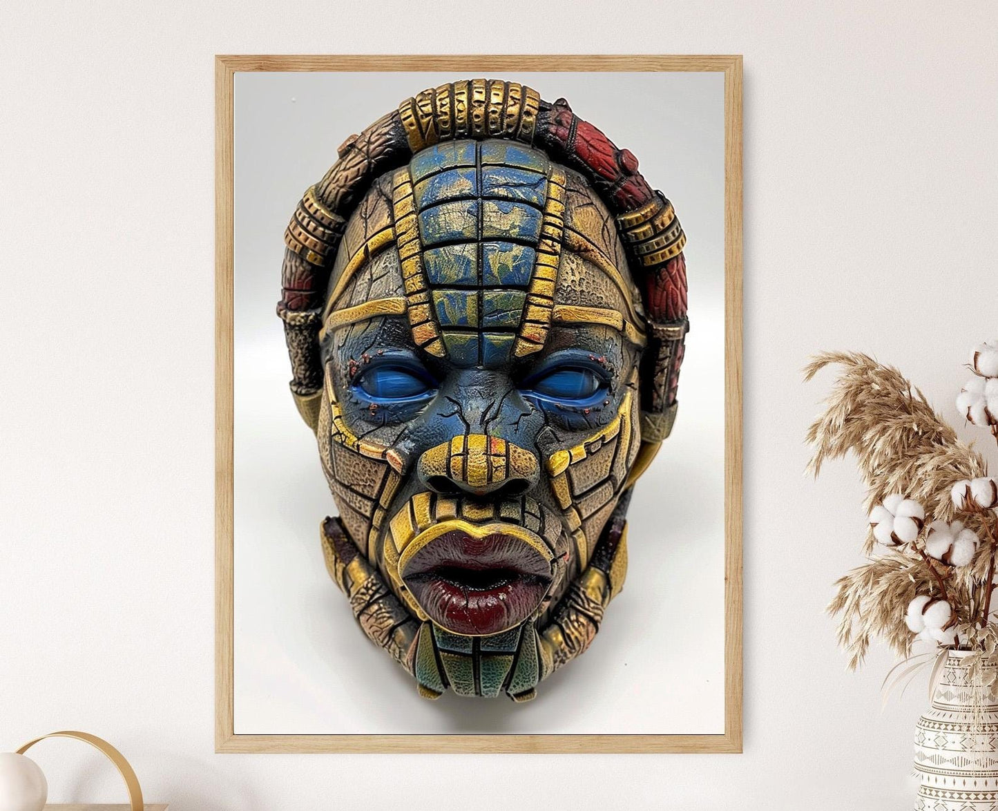 Affiche Masque Africain Authentique – Poster Décor Tribal Fait Main