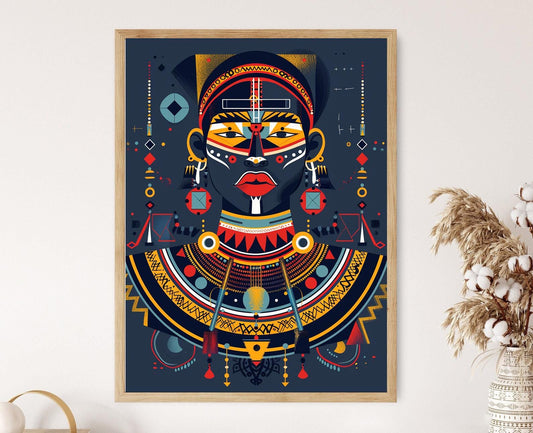 Affiche Ndebele – Art Print de Tenues Traditionnelles et Perles Colorées