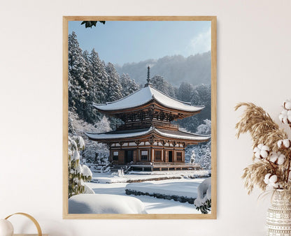 Affiche Nagano Zenko-ji – Poster d'Art du Temple Bouddhiste Japonais