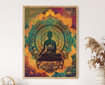 Affiche Art Tibétain – Poster Mandalas Colorés & Symboles Spirituels