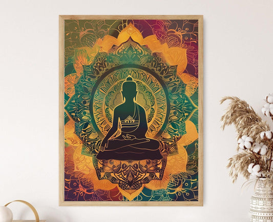 Affiche Art Tibétain – Poster Mandalas Colorés & Symboles Spirituels