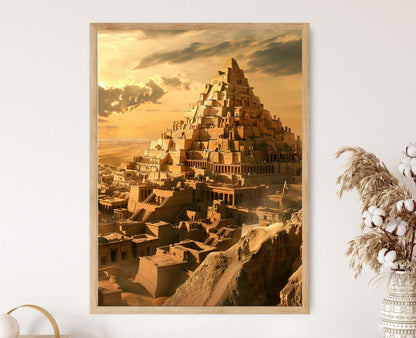 Affiche Ziggurat Babylonien – Poster Ville Ancienne et Grandeur Architecturale
