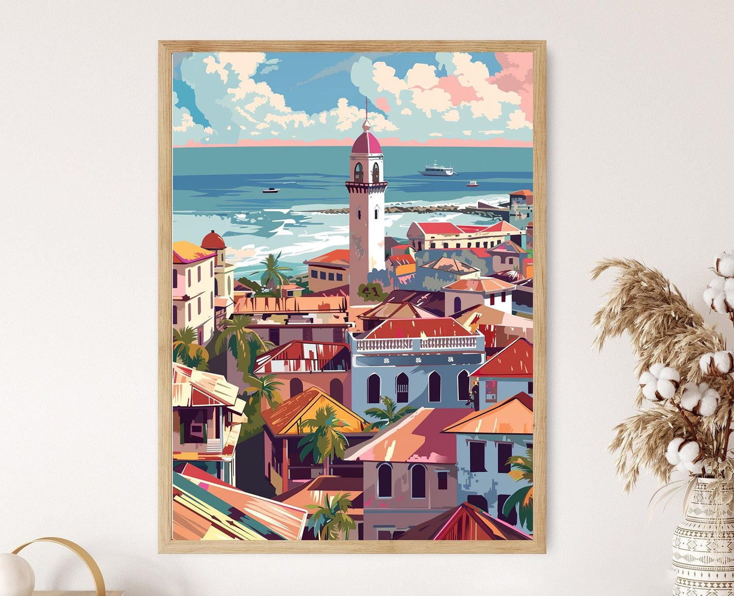 Affiche Stone Town Zanzibar – Poster Illustration Vector Plate