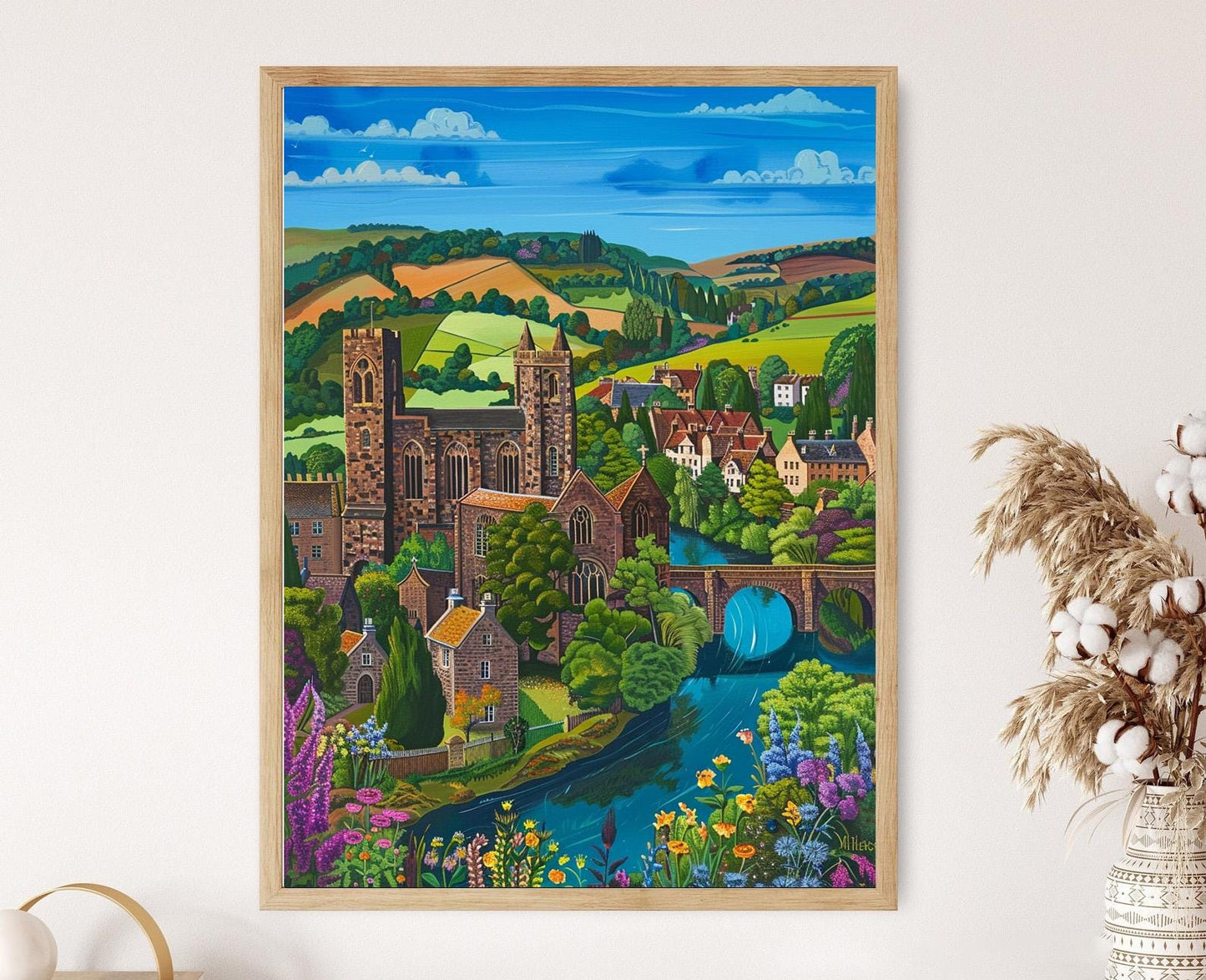 Affiche Envoûtante de Melrose Abbey – Poster Peinture Rivière Tweed
