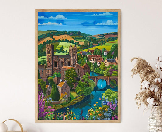 Affiche Envoûtante de Melrose Abbey – Poster Peinture Rivière Tweed