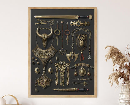 Affiche Viking – Poster Illustration de Bijoux Norvégiens Anciens