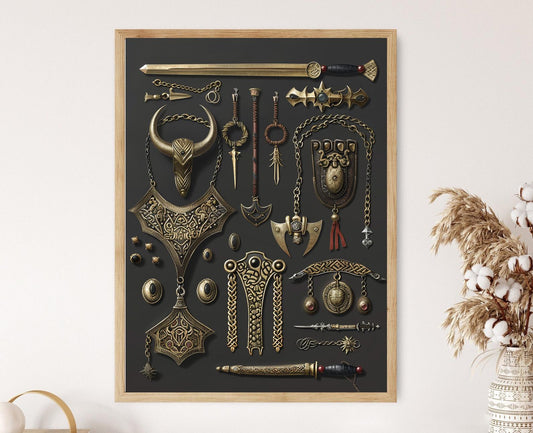 Affiche Viking – Poster Illustration de Bijoux Norvégiens Anciens