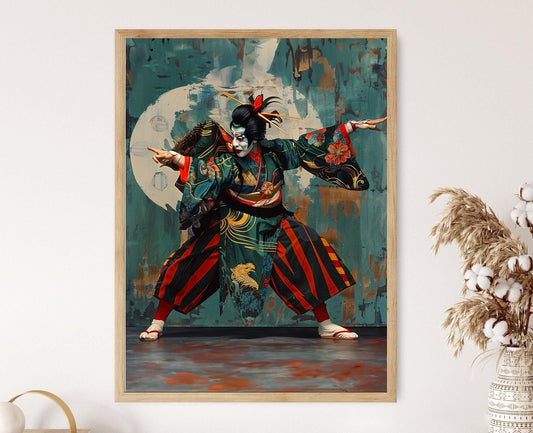 Affiche Kabuki – Poster Peinture Japonaise Artisanale et Traditionnelle