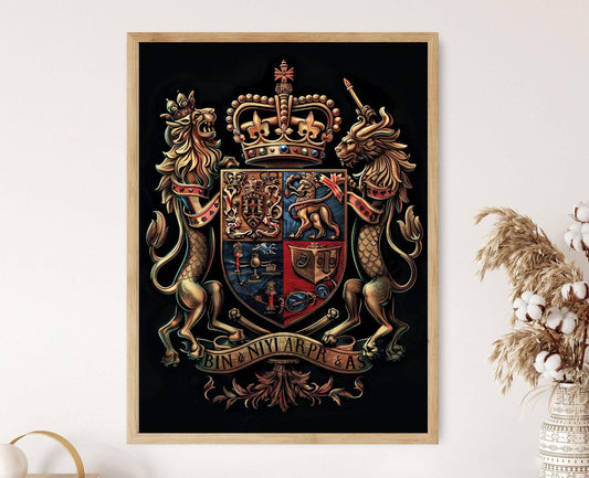 Affiche Blason Britannique – Poster Art Murale Style Antique
