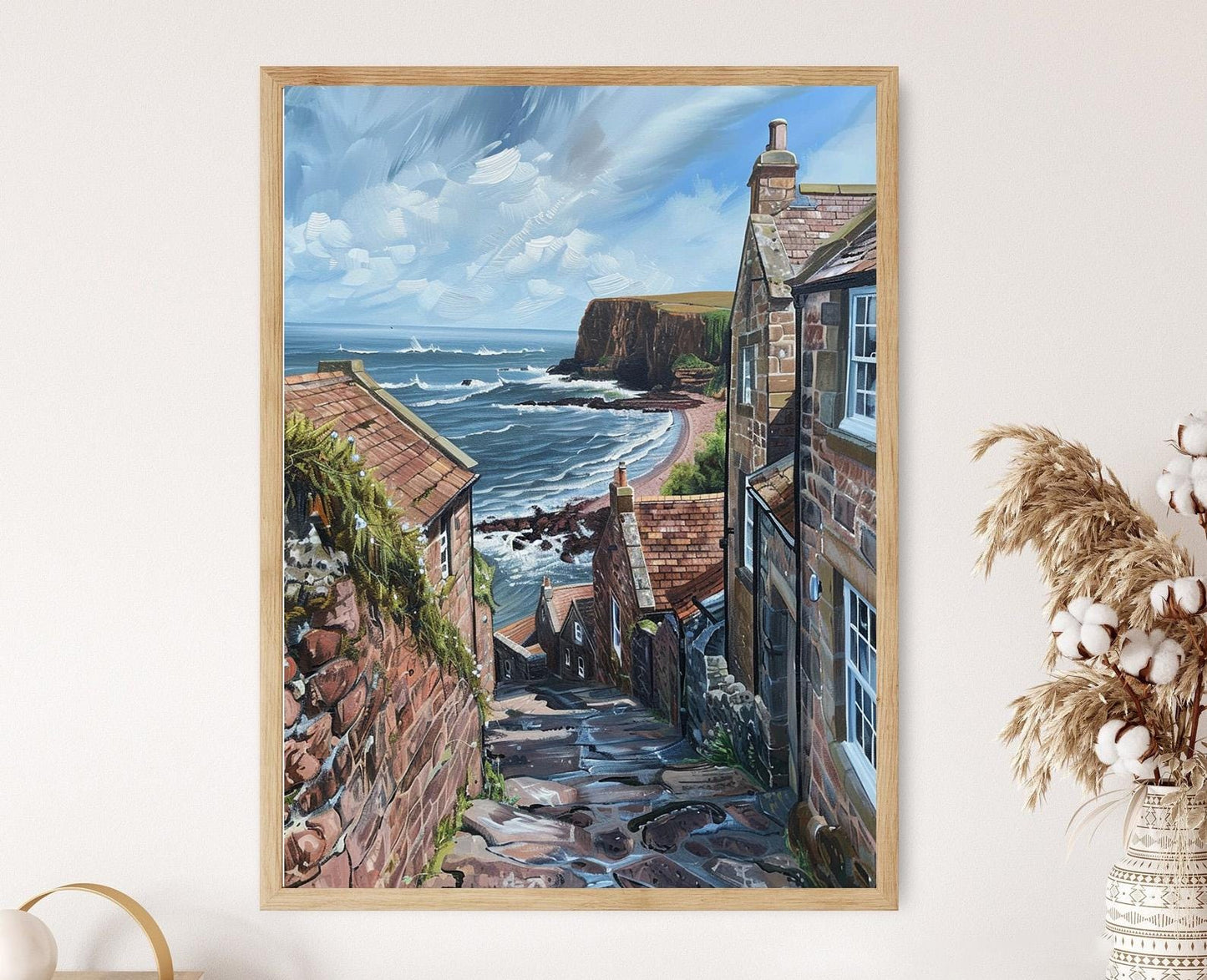 Affiche Vues Côtières de Crail – Impression d'Art de Cottages Anciens