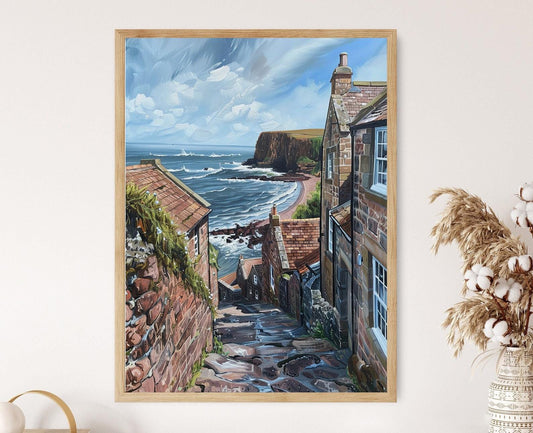 Affiche Vues Côtières de Crail – Impression d'Art de Cottages Anciens