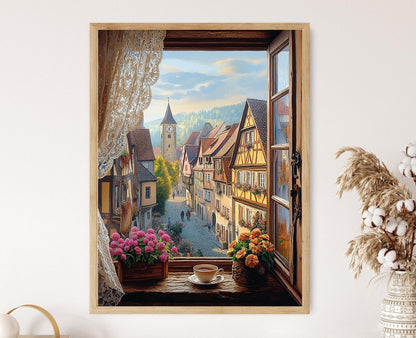 Affiche Rothenburg ob der Tauber – Poster Maisons à colombages en Allemagne