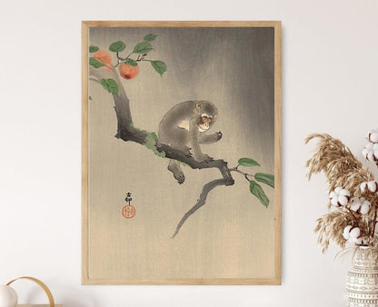 Affiche Singe sur l'arbre – Tirage d'art Ohara Koson, 1910, Shin Hanga