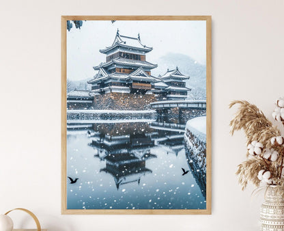 Affiche Château de Matsumoto – Poster Art du Japon, Forteresse Corbeau Noir