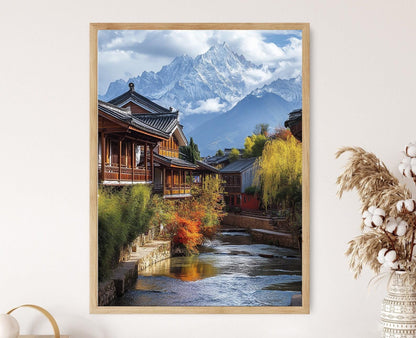 Affiche Lijiang – Poster Art Traditionnelle des Maisons en Bois Naxi