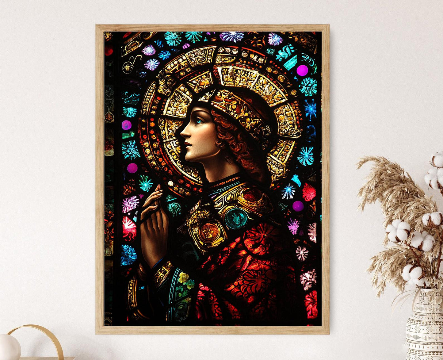 Affiche Vitrail - Poster Art chrétien avec Saint en détail