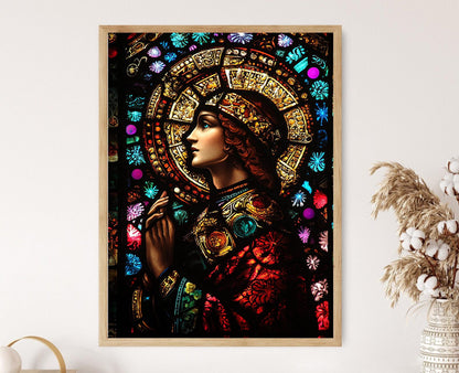 Affiche Vitrail - Poster Art chrétien avec Saint en détail