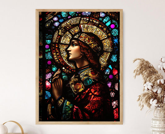 Affiche Vitrail - Poster Art chrétien avec Saint en détail