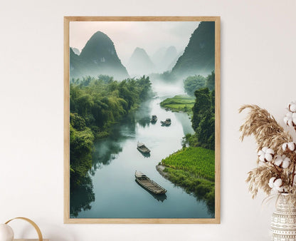 Affiche Yangshuo – Poster Art des montagnes karstiques en Chine