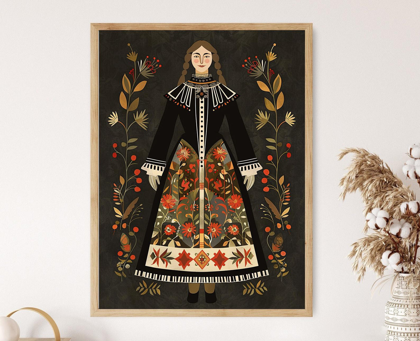 Affiche Bunad Norvégien – Poster Costume Traditionnel Illustré