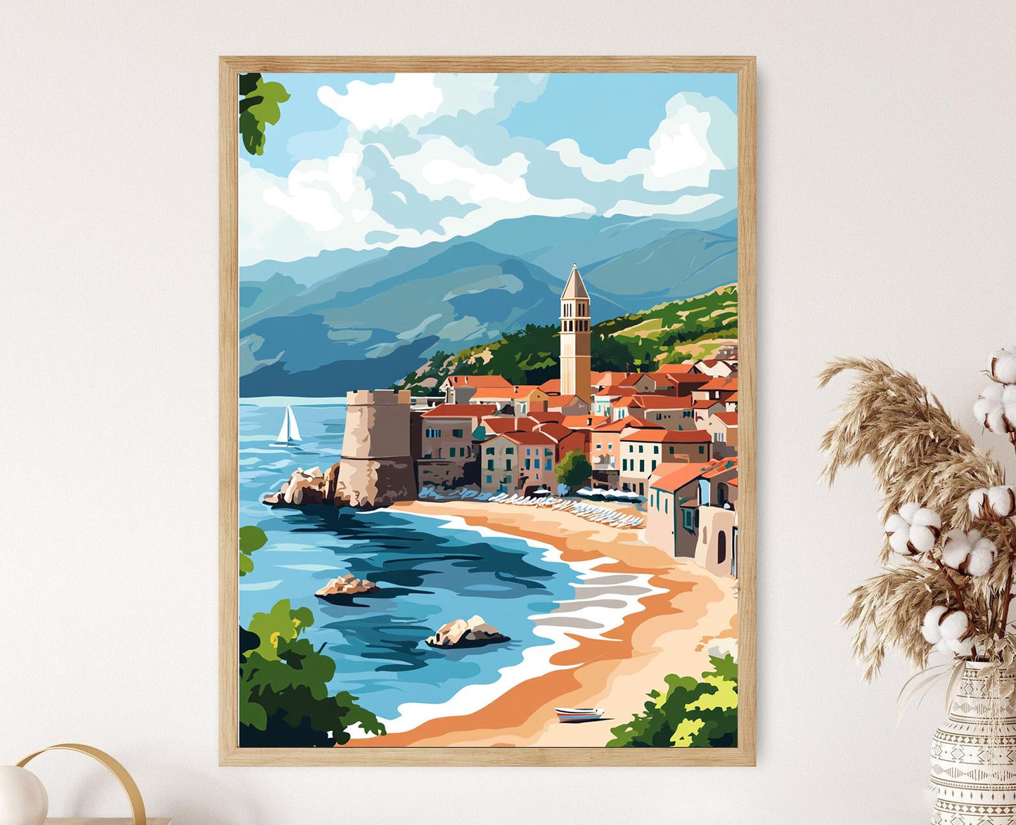 Affiche Budva Riviera – Impression artistique de cette ville côtière vibrant