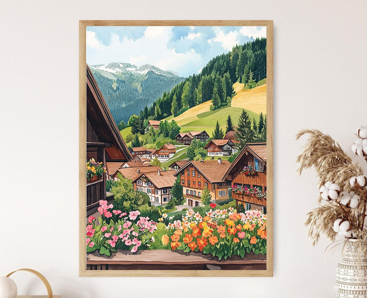 Affiche Alpbach – Impression artistique du village tyrolien
