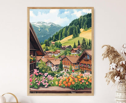 Affiche Alpbach – Impression artistique du village tyrolien