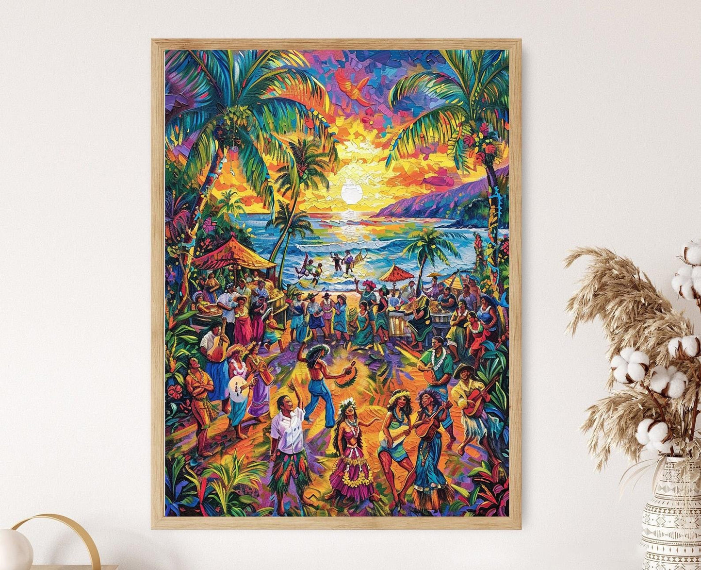 Affiche Luau Hawaïen – Art des Danseurs Traditionnels et Festin