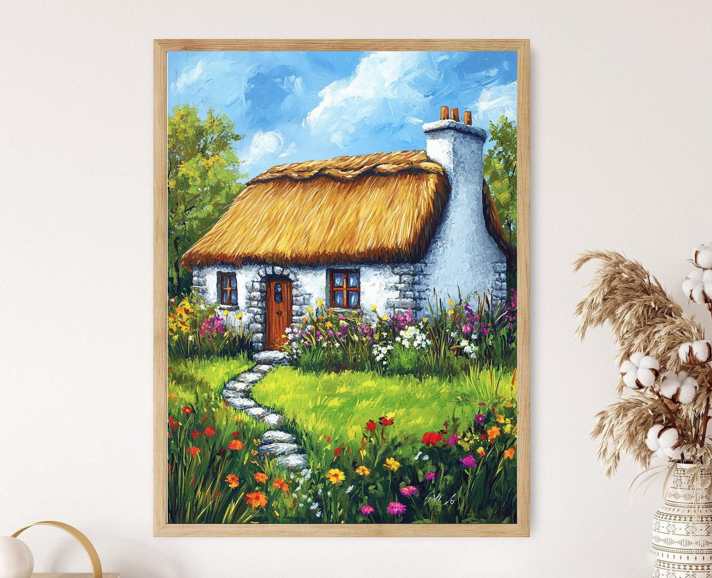 Affiche Cottage Irlandais – Impression Artiste du Charme Rural d'Irlande