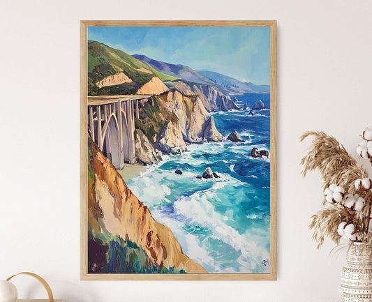 Affiche Big Sur Californie – Poster des Falaises Côtières et Pont Bixby