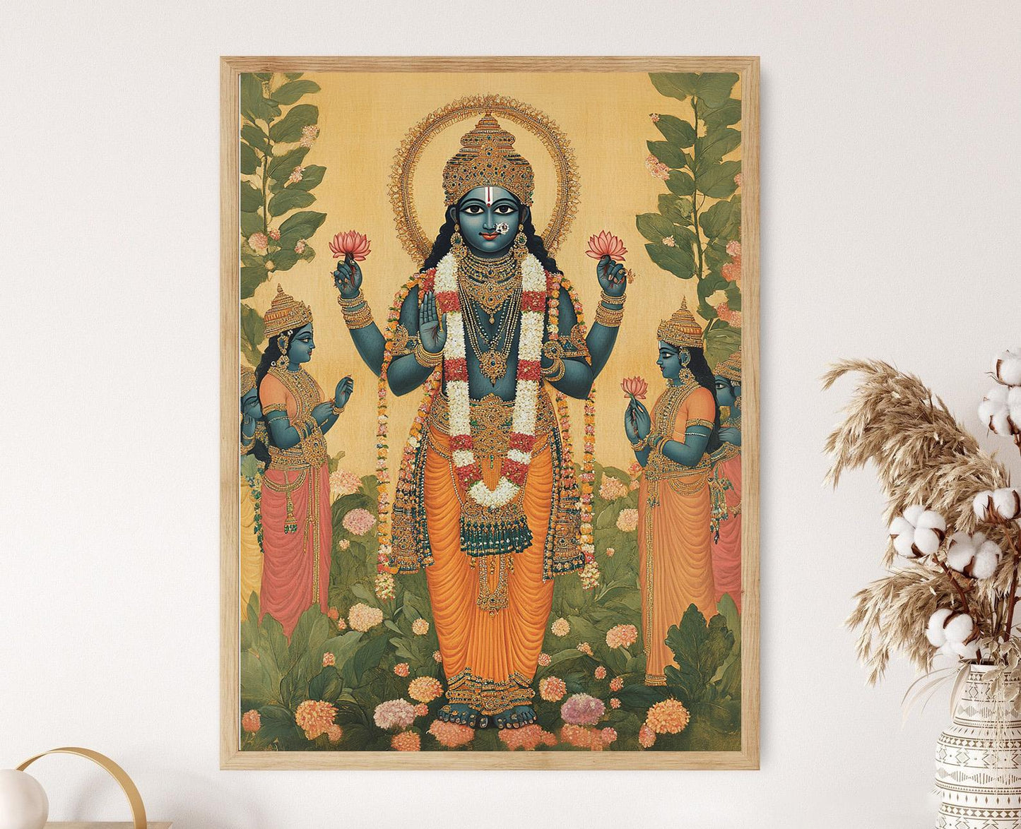 Affiche Shrinathji Pichwai – Poster Art Dévoilant le Temple de Nathdwara