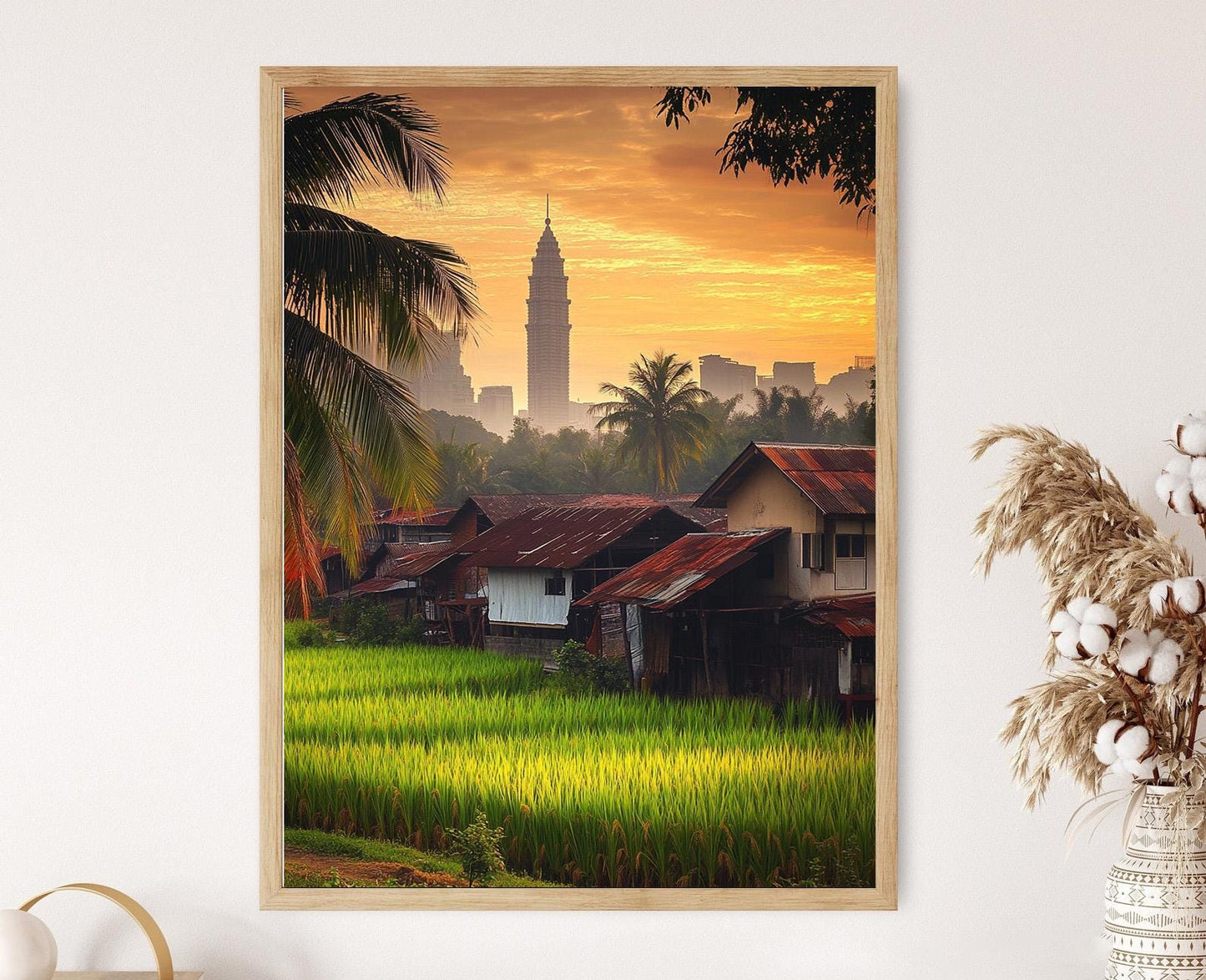 Affiche Alor Setar Kedah – Poster Tour au Lever du Soleil et Maisons Traditionnelles