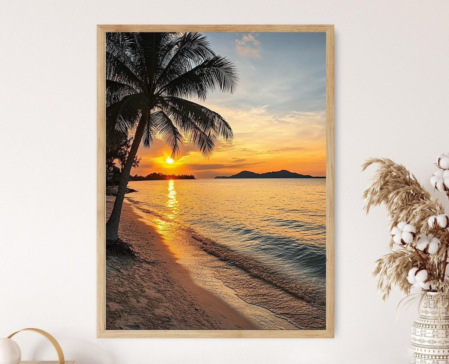 Affiche Plage Tanjung Aru – Poster Coucher de soleil et Palmiers