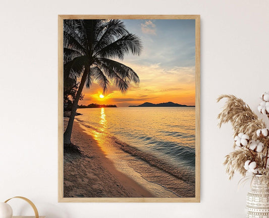 Affiche Plage Tanjung Aru – Poster Coucher de soleil et Palmiers