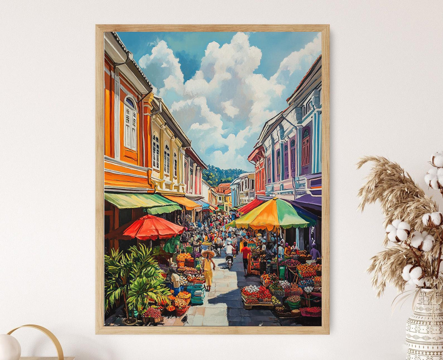 Affiche Phuket – Impression Art de Vieille Ville, Bâtiments Colorés