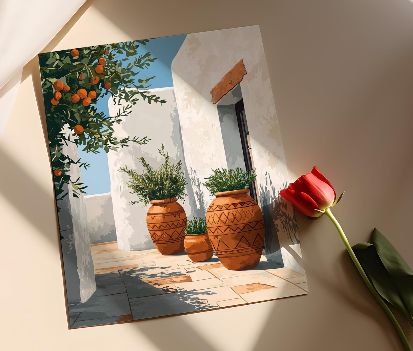 Affiche Berbère Tunisienne – Poster Amphores et Ombres d'Olivier