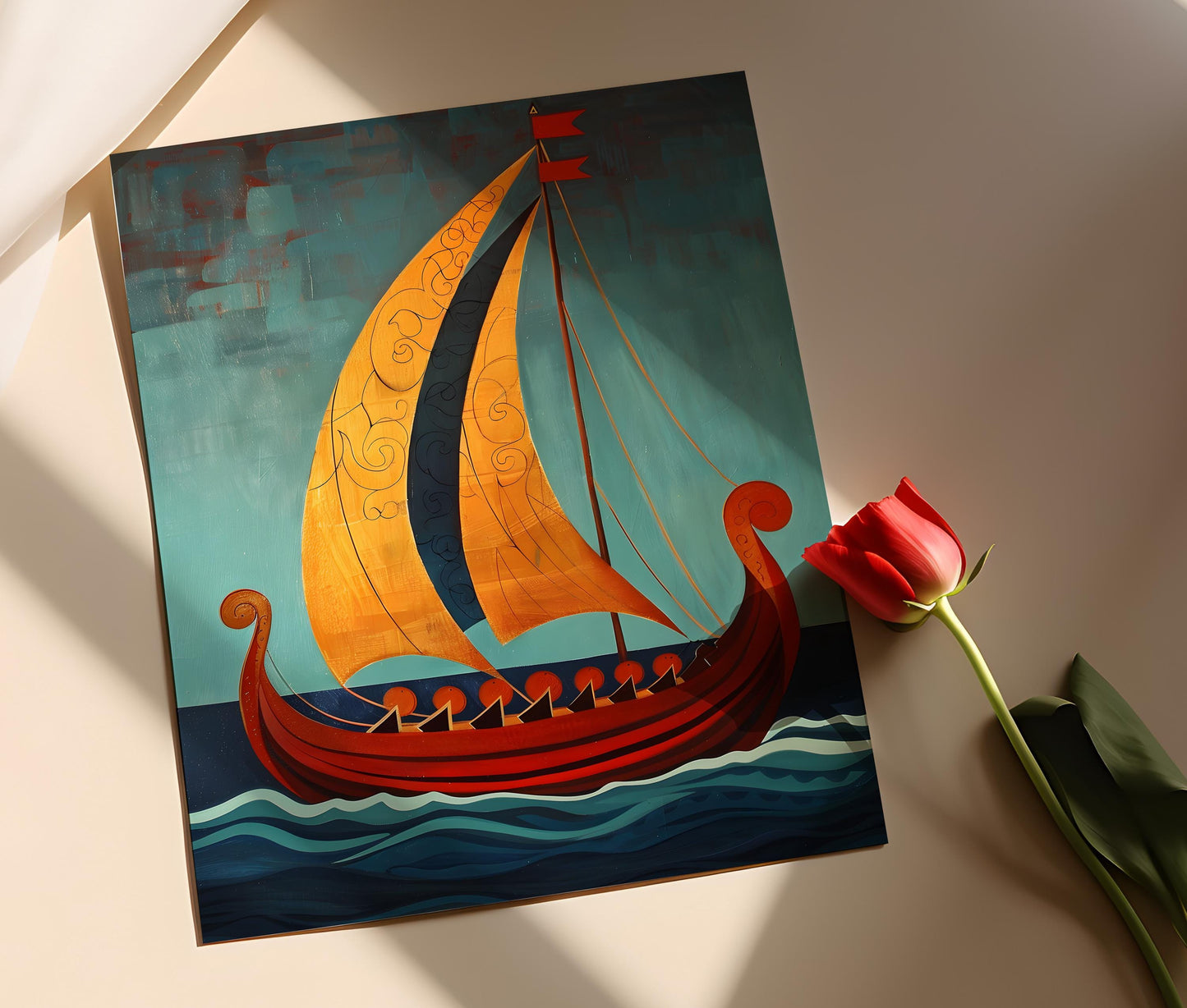 Affiche Musée des Vikings – Poster Peinture Exploration du Fjord de Roskilde