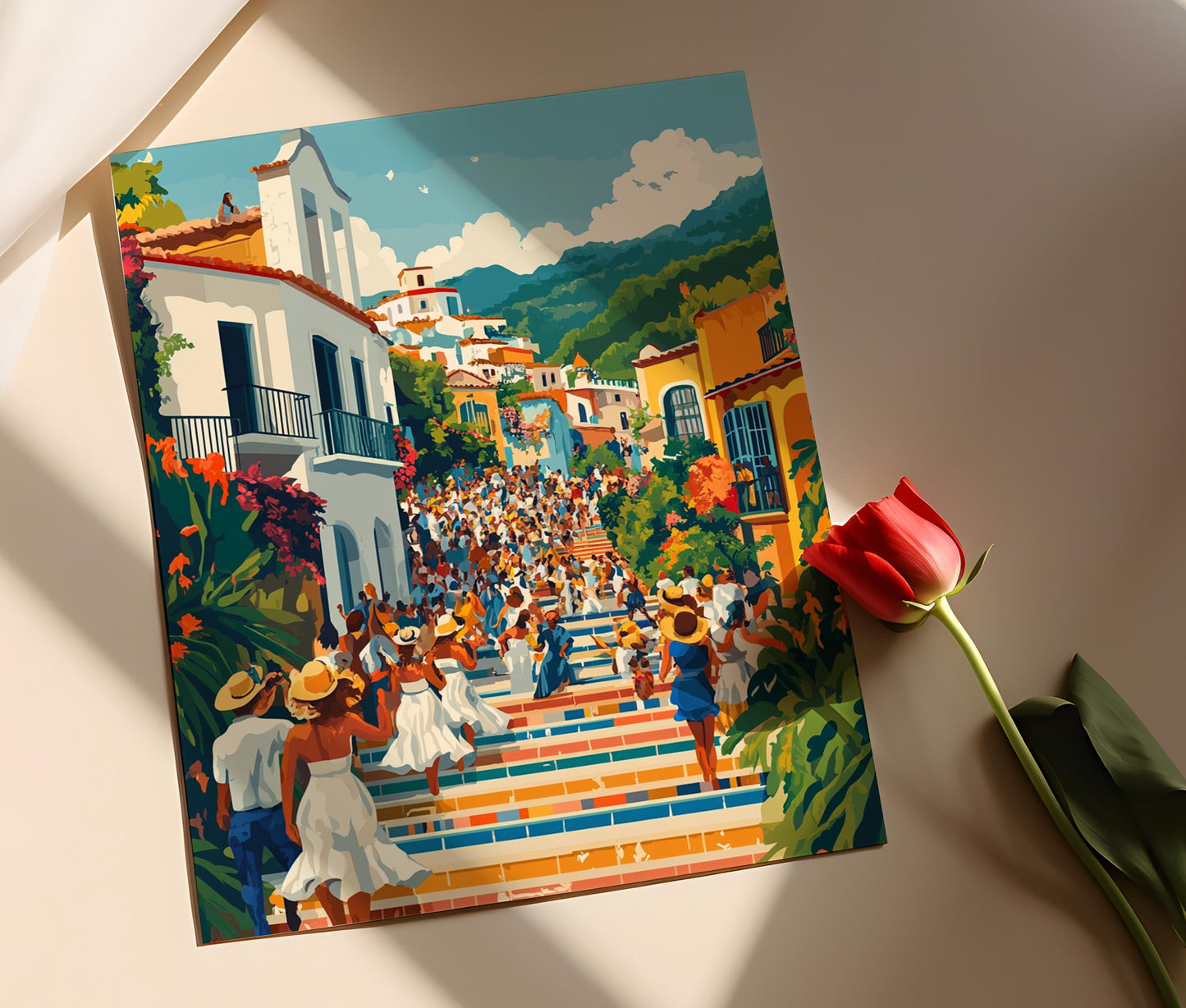 Affiche Escadaria Selarón – Art de Rio avec Performers de Rue