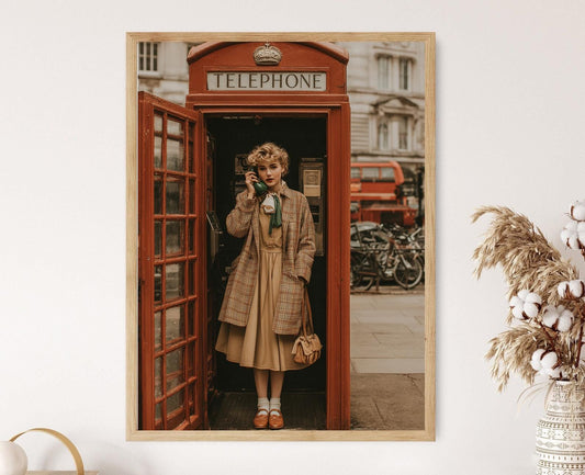 Affiche Londres – Poster Femme Rétro dans un Décor Vintage